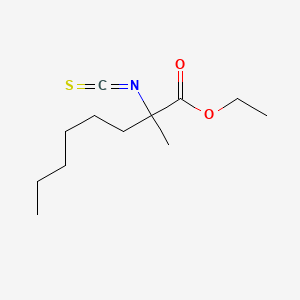 molecular formula C12H21NO2S B13623789 Ethyl 2-isothiocyanato-2-methyloctanoate 