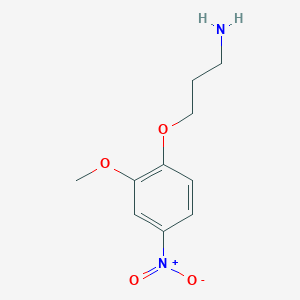 molecular formula C10H14N2O4 B13625527 3-(2-Methoxy-4-nitrophenoxy)propan-1-amine 