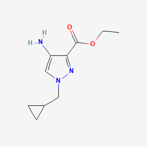 molecular formula C10H15N3O2 B13625560 ethyl 4-amino-1-(cyclopropylmethyl)-1H-pyrazole-3-carboxylate 