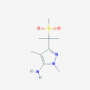 molecular formula C9H17N3O2S B13625596 1,4-Dimethyl-3-(2-(methylsulfonyl)propan-2-yl)-1h-pyrazol-5-amine 