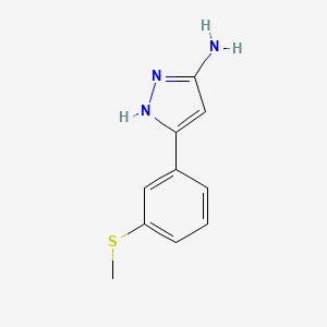 molecular formula C10H11N3S B13625599 5-(3-Methylsulfanyl-phenyl)-2H-pyrazol-3-ylamine 