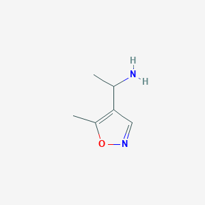 molecular formula C6H10N2O B13625618 1-(5-Methyl-1,2-oxazol-4-yl)ethan-1-amine 