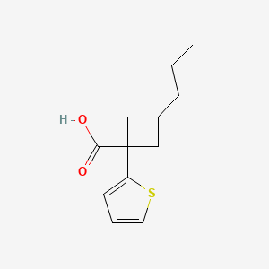 molecular formula C12H16O2S B13625645 3-Propyl-1-(thiophen-2-yl)cyclobutane-1-carboxylic acid 