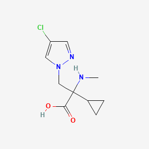 molecular formula C10H14ClN3O2 B13625656 3-(4-Chloro-1h-pyrazol-1-yl)-2-cyclopropyl-2-(methylamino)propanoic acid 