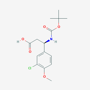 molecular formula C15H20ClNO5 B13625757 (R)-3-((tert-Butoxycarbonyl)amino)-3-(3-chloro-4-methoxyphenyl)propanoic acid 