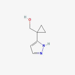 molecular formula C7H10N2O B13625853 [1-(1H-pyrazol-3-yl)cyclopropyl]methanol 