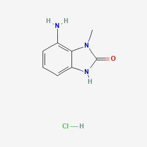 molecular formula C8H10ClN3O B13625856 7-amino-1-methyl-2,3-dihydro-1H-1,3-benzodiazol-2-onehydrochloride 