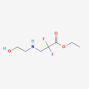 molecular formula C7H13F2NO3 B13625886 Ethyl 2,2-difluoro-3-((2-hydroxyethyl)amino)propanoate 