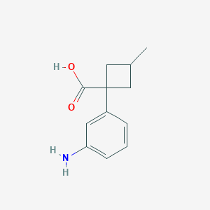 molecular formula C12H15NO2 B13626000 1-(3-Aminophenyl)-3-methylcyclobutane-1-carboxylic acid 