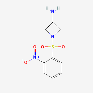 molecular formula C9H11N3O4S B13626018 1-((2-Nitrophenyl)sulfonyl)azetidin-3-amine 