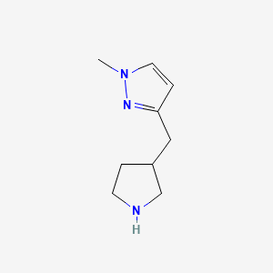 molecular formula C9H15N3 B13626049 1-methyl-3-[(pyrrolidin-3-yl)methyl]-1H-pyrazole 