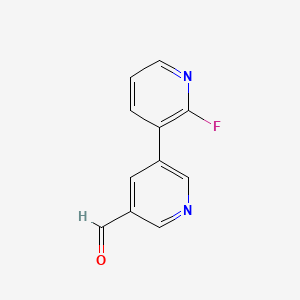 molecular formula C11H7FN2O B13626094 2'-Fluoro-[3,3'-bipyridine]-5-carbaldehyde 