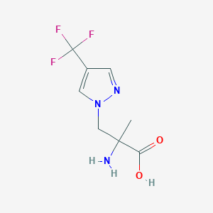 molecular formula C8H10F3N3O2 B13626152 2-Amino-2-methyl-3-(4-(trifluoromethyl)-1h-pyrazol-1-yl)propanoic acid 