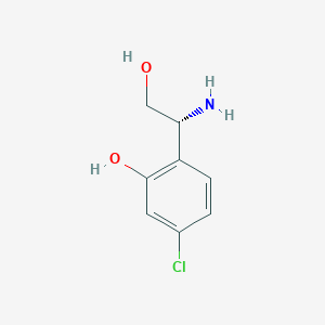 molecular formula C8H10ClNO2 B13626196 (R)-2-(1-Amino-2-hydroxyethyl)-5-chlorophenol 