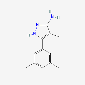 molecular formula C12H15N3 B13626253 3-(3,5-Dimethylphenyl)-4-methyl-1h-pyrazol-5-amine 