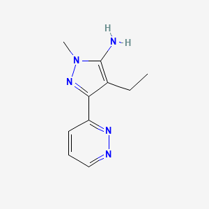 molecular formula C10H13N5 B13626259 4-ethyl-1-methyl-3-(pyridazin-3-yl)-1H-pyrazol-5-amine 