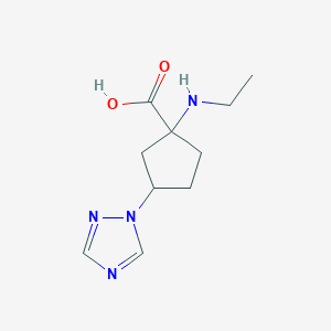 molecular formula C10H16N4O2 B13626353 1-(Ethylamino)-3-(1h-1,2,4-triazol-1-yl)cyclopentane-1-carboxylic acid 