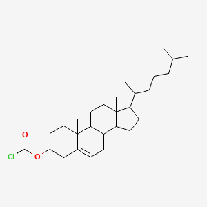 molecular formula C28H45ClO2 B13626380 [10,13-dimethyl-17-(6-methylheptan-2-yl)-2,3,4,7,8,9,11,12,14,15,16,17-dodecahydro-1H-cyclopenta[a]phenanthren-3-yl] carbonochloridate 