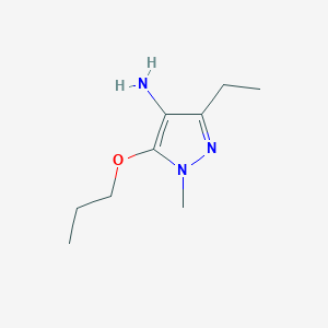 molecular formula C9H17N3O B13626437 3-Ethyl-1-methyl-5-propoxy-1h-pyrazol-4-amine 