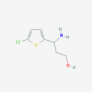 molecular formula C7H10ClNOS B13626500 3-Amino-3-(5-chlorothiophen-2-yl)propan-1-ol 