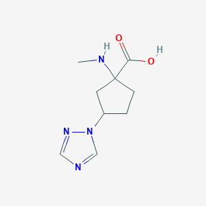 molecular formula C9H14N4O2 B13626524 1-(methylamino)-3-(1H-1,2,4-triazol-1-yl)cyclopentane-1-carboxylic acid 