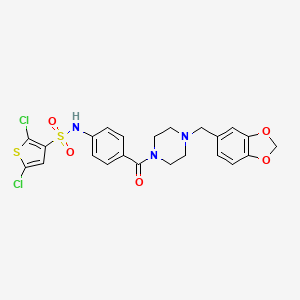 N-(4-{4-[(1,3-dioxaindan-5-yl)methyl]piperazine-1-carbonyl}phenyl)-2,5-dichlorothiophene-3-sulfonamide