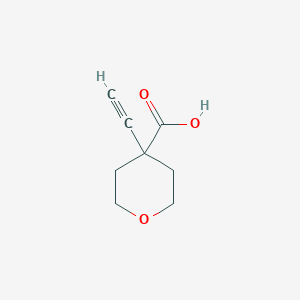 molecular formula C8H10O3 B13626592 4-Ethynyloxane-4-carboxylicacid 