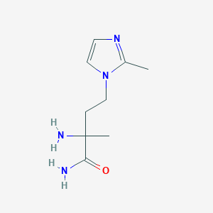 molecular formula C9H16N4O B13626696 2-Amino-2-methyl-4-(2-methyl-1h-imidazol-1-yl)butanamide 