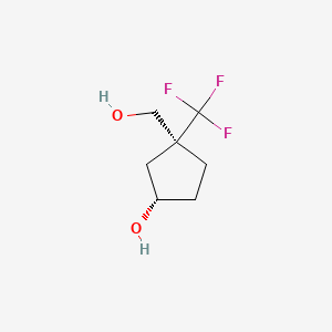 molecular formula C7H11F3O2 B13626741 rac-(1R,3R)-3-(hydroxymethyl)-3-(trifluoromethyl)cyclopentan-1-ol 