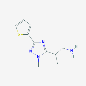 molecular formula C10H14N4S B13626759 2-(1-Methyl-3-(thiophen-2-yl)-1h-1,2,4-triazol-5-yl)propan-1-amine 