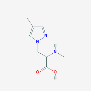 molecular formula C8H13N3O2 B13626772 3-(4-Methyl-1h-pyrazol-1-yl)-2-(methylamino)propanoic acid 