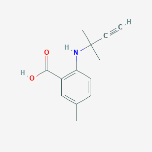 molecular formula C13H15NO2 B13626978 5-Methyl-2-((2-methylbut-3-yn-2-yl)amino)benzoic acid 