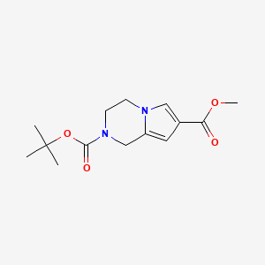 molecular formula C14H20N2O4 B13627027 2-tert-butyl7-methyl1H,2H,3H,4H-pyrrolo[1,2-a]pyrazine-2,7-dicarboxylate 