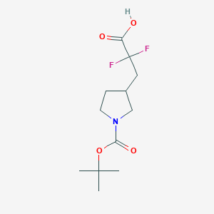 molecular formula C12H19F2NO4 B13627051 3-(1-(Tert-butoxycarbonyl)pyrrolidin-3-YL)-2,2-difluoropropanoic acid 