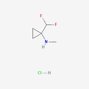 molecular formula C5H10ClF2N B13627083 1-(difluoromethyl)-N-methylcyclopropan-1-aminehydrochloride 