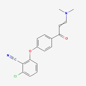 molecular formula C18H15ClN2O2 B1362717 2-Chloro-6-{4-[3-(dimethylamino)acryloyl]phenoxy}benzenecarbonitrile 