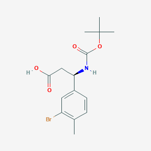 molecular formula C15H20BrNO4 B13627172 (R)-3-(3-Bromo-4-methylphenyl)-3-((tert-butoxycarbonyl)amino)propanoic acid 