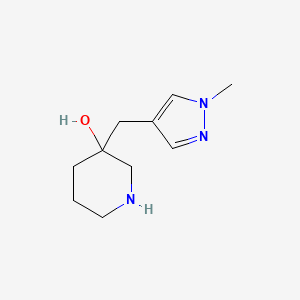 molecular formula C10H17N3O B13627192 3-((1-Methyl-1h-pyrazol-4-yl)methyl)piperidin-3-ol 