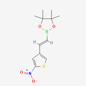 molecular formula C12H16BNO4S B13627274 4,4,5,5-Tetramethyl-2-[2-(5-nitrothiophen-3-yl)ethenyl]-1,3,2-dioxaborolane 