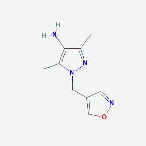 molecular formula C9H12N4O B13627299 1-(Isoxazol-4-ylmethyl)-3,5-dimethyl-1h-pyrazol-4-amine 