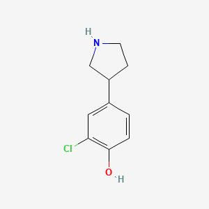 molecular formula C10H12ClNO B13627331 2-Chloro-4-(pyrrolidin-3-yl)phenol 