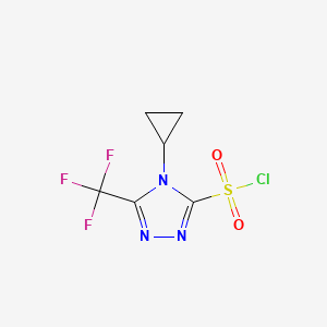 molecular formula C6H5ClF3N3O2S B13627352 4-Cyclopropyl-5-(trifluoromethyl)-4H-1,2,4-triazole-3-sulfonyl chloride 