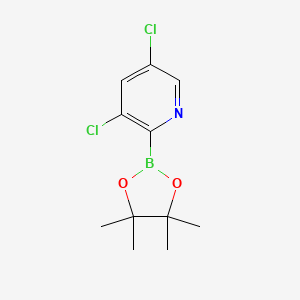 molecular formula C11H14BCl2NO2 B13627359 3,5-Dichloro-2-(tetramethyl-1,3,2-dioxaborolan-2-yl)pyridine 