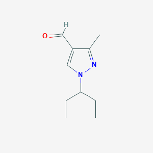 molecular formula C10H16N2O B13627470 3-methyl-1-(pentan-3-yl)-1H-pyrazole-4-carbaldehyde 