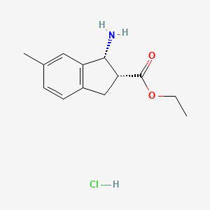 molecular formula C13H18ClNO2 B13627491 cis-Ethyl 1-amino-6-methyl-2,3-dihydro-1H-indene-2-carboxylate hydrochloride 