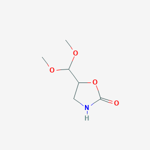 molecular formula C6H11NO4 B13627539 5-(Dimethoxymethyl)oxazolidin-2-one 