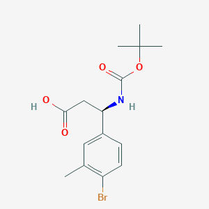 molecular formula C15H20BrNO4 B13627546 (R)-3-(4-Bromo-3-methylphenyl)-3-((tert-butoxycarbonyl)amino)propanoic acid 