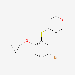 molecular formula C14H17BrO2S B13627589 4-[(5-Bromo-2-cyclopropoxyphenyl)sulfanyl]oxane 