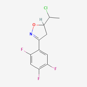 molecular formula C11H9ClF3NO B13627608 5-(1-Chloroethyl)-3-(2,4,5-trifluorophenyl)-4,5-dihydro-1,2-oxazole 