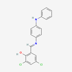 molecular formula C19H14Cl2N2O B1362762 2-{[(4-Anilinophenyl)imino]methyl}-4,6-dichlorophenol 